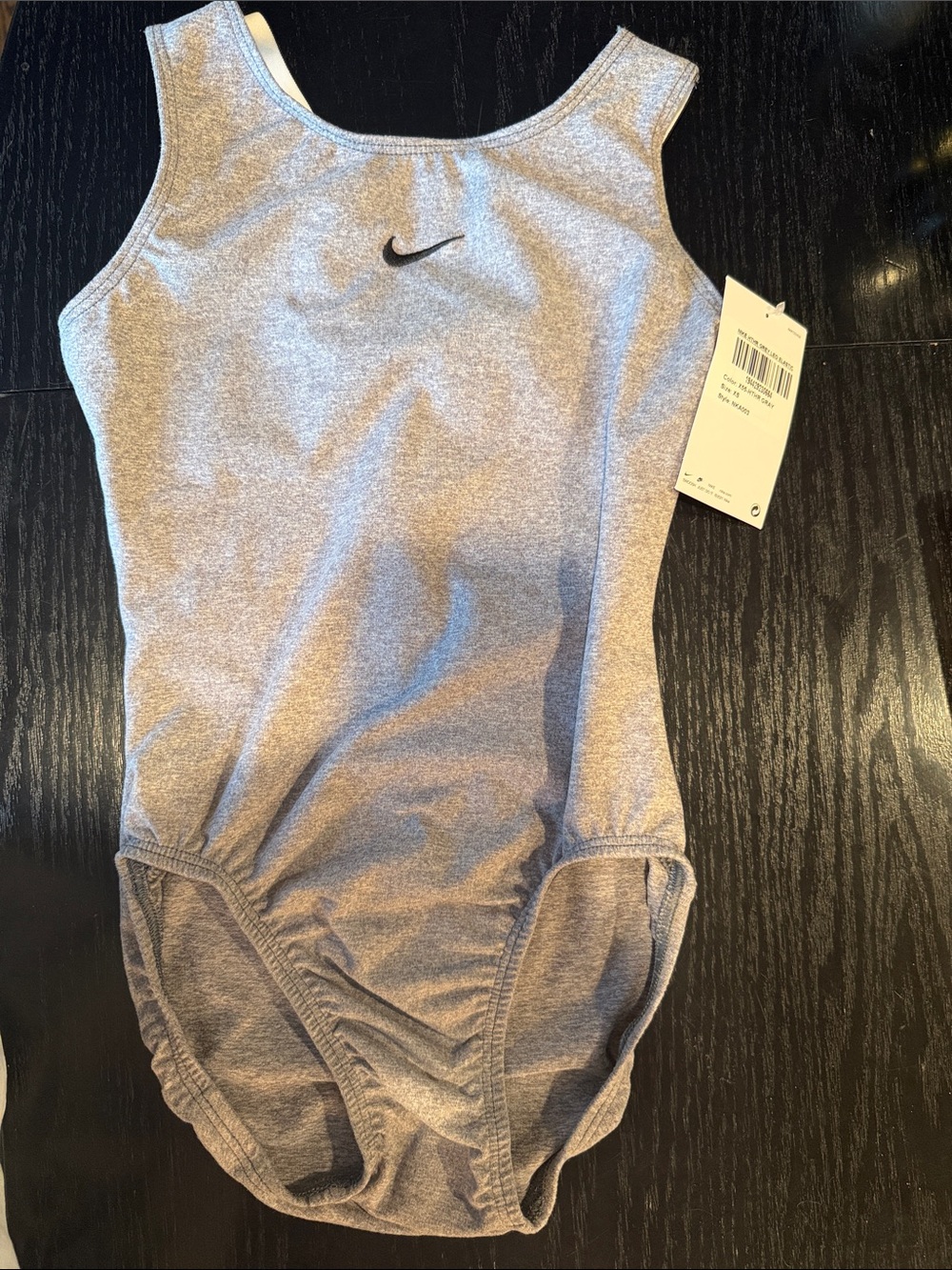 Nike youth Heather Gray performance leotard Bodysuit Gymnastics NWT - Picture 2 of 4